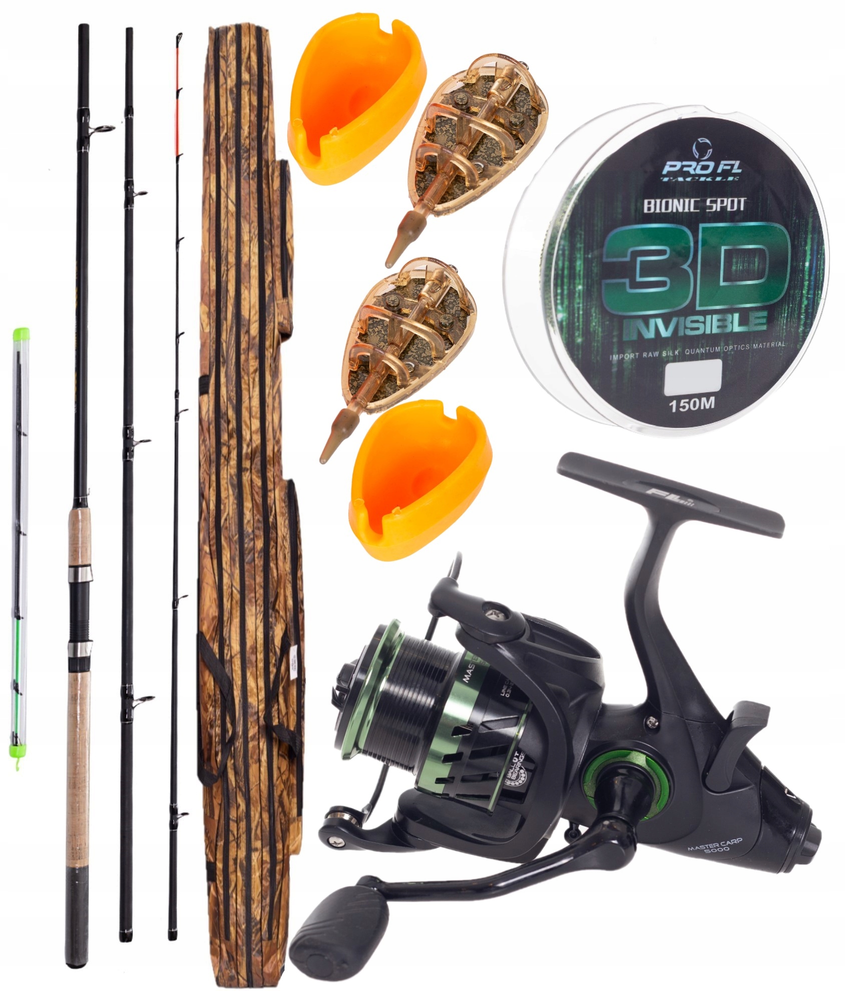 Zestaw Wędkarski 1X Wędka FEEDER+1X Kołowrotek Master+pokrowiec 135CM+ŻYŁKA