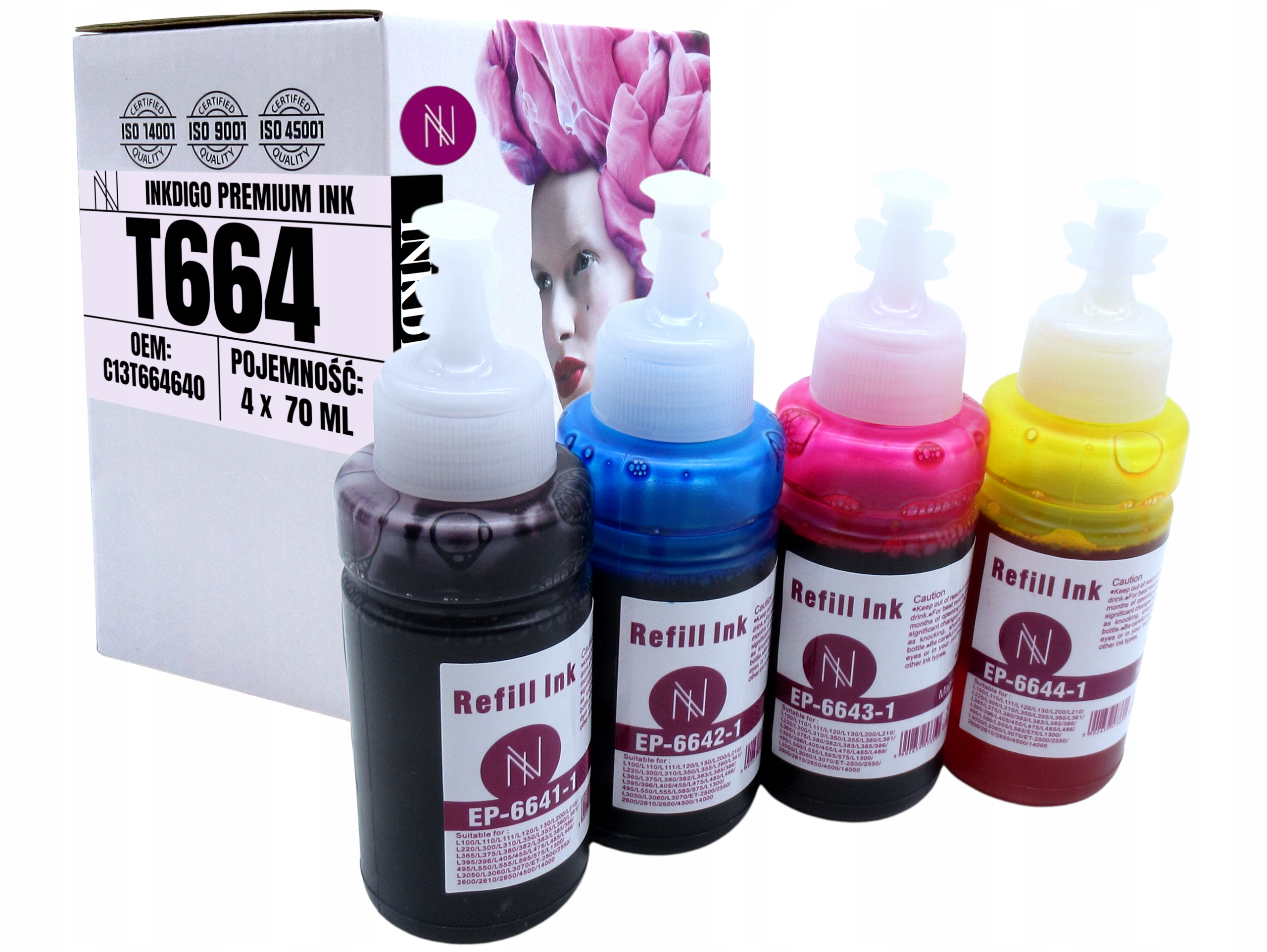 

4x Tusz 664 do Epson Ecotank Its L3050 L3060 L3070
