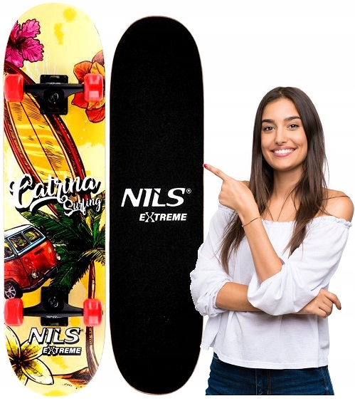Deskorolka Klasyczna Drewniana 78x20 CM ABEC-7 Skateboard 9 Warstw Pu 54 MM