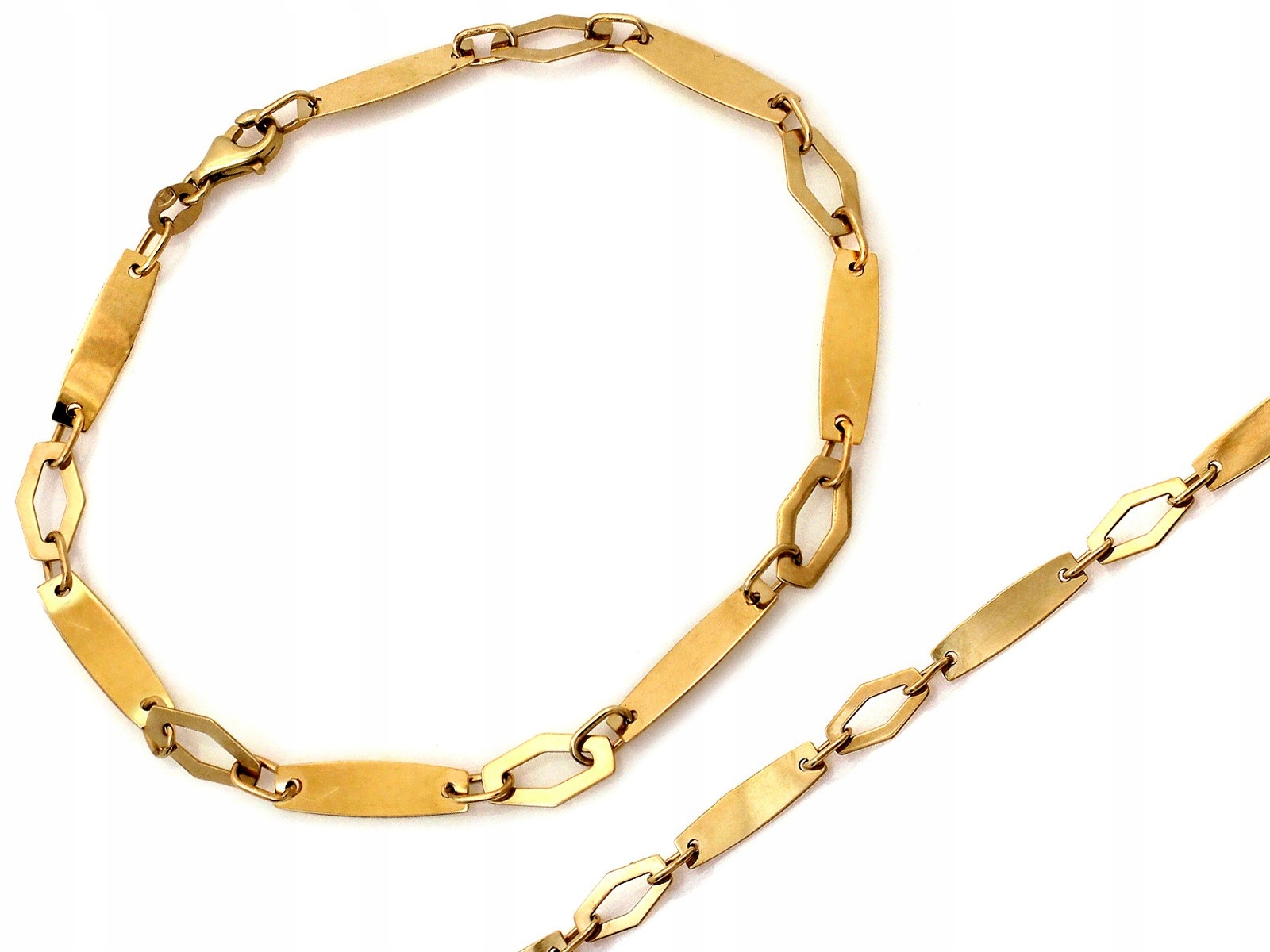 Zlatý dámský náramek 585 kusů s lesklými plechy a obrysy okrajů