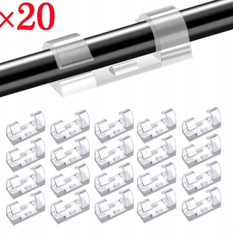 ORGANIZER NA KABLE PRZEWODY KLIPS UCHWYT 30MM 9MM 20 SZT