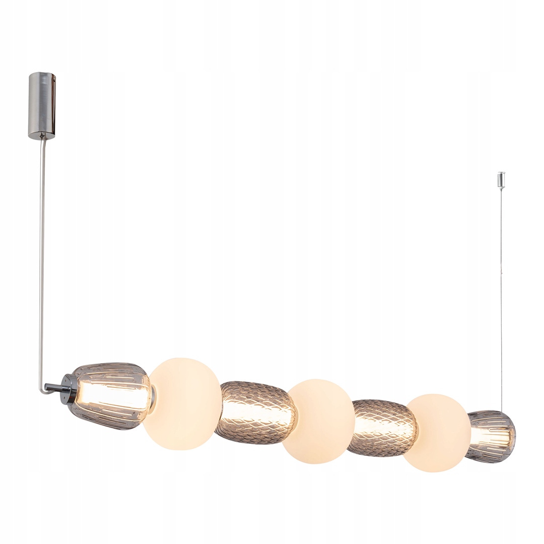 Lampa Wisząca Caro Srebrny Szklane Klosze 42W Led 110x133cm Lampa Sufitowa