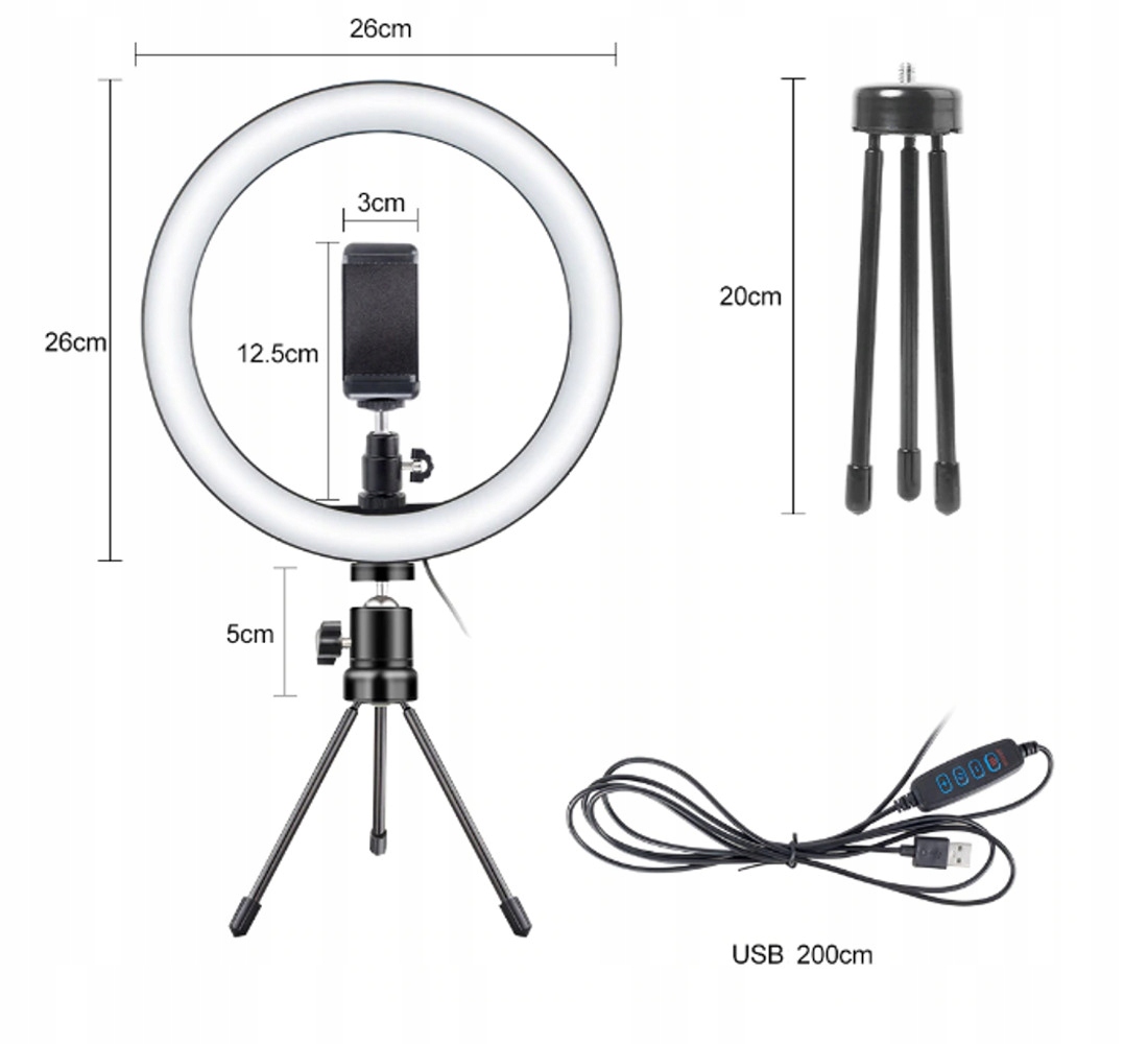 LAMPA PIERŚCIENIOWA RING DO SELFIE MAKIJAŻ LED Model POKAR-PSL02