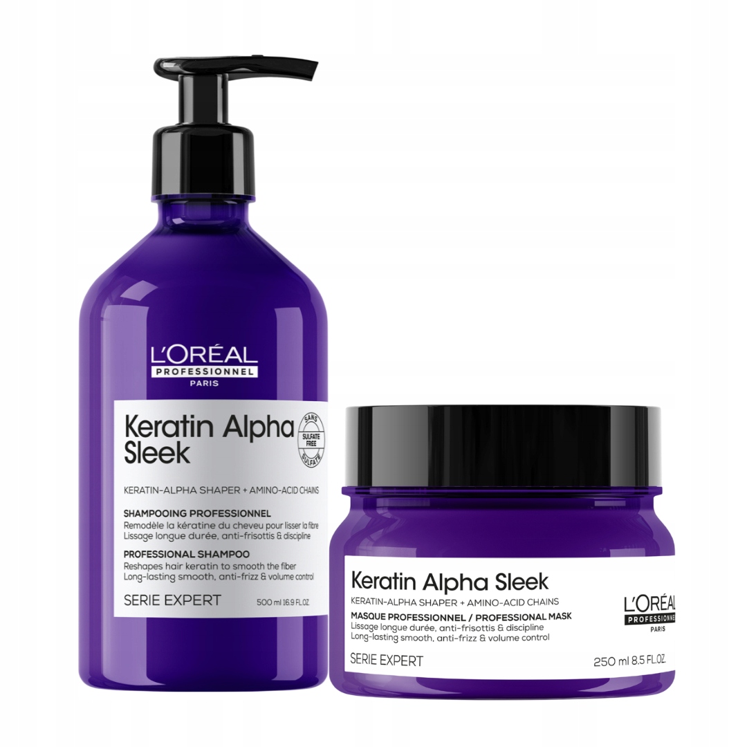 L'Oréal Keratin Alpha Sleek sada pro vyhlazení neukázněných vlasů