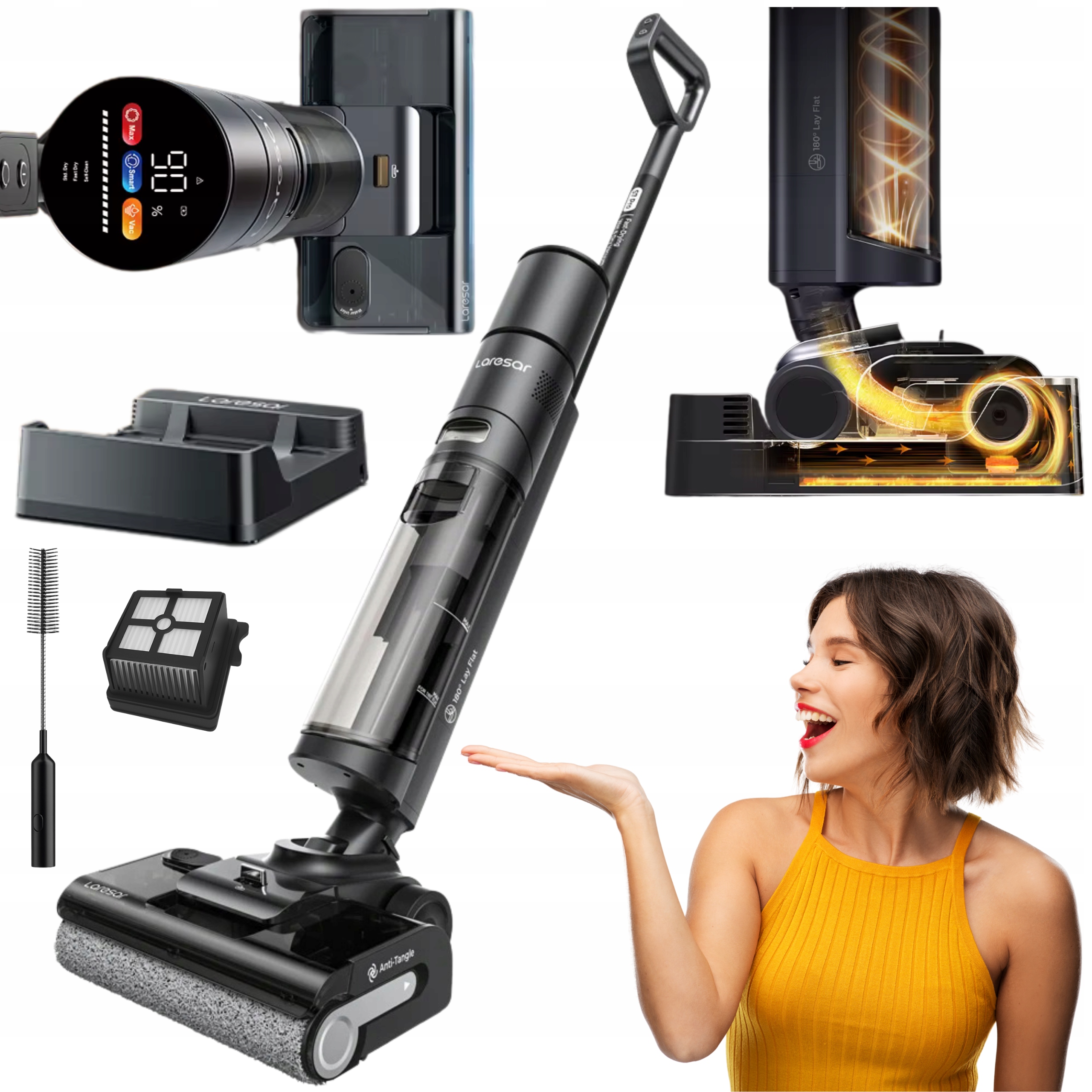 Laresar S7 Pro 2025 Odkurzacz Bezprzewodowy Mop Pionowy 19000Pa Mokro Sucho