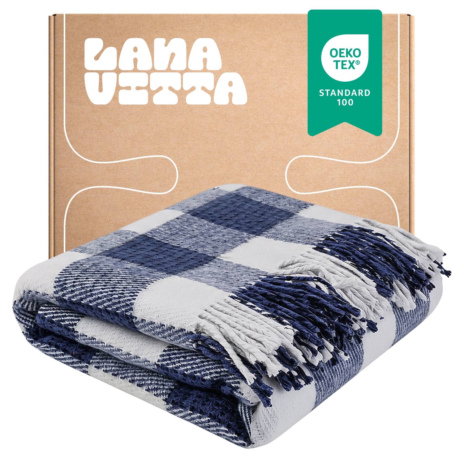 Polovlněná deka Veronika Přehoz na postel Pled Modrá 140x200 cm