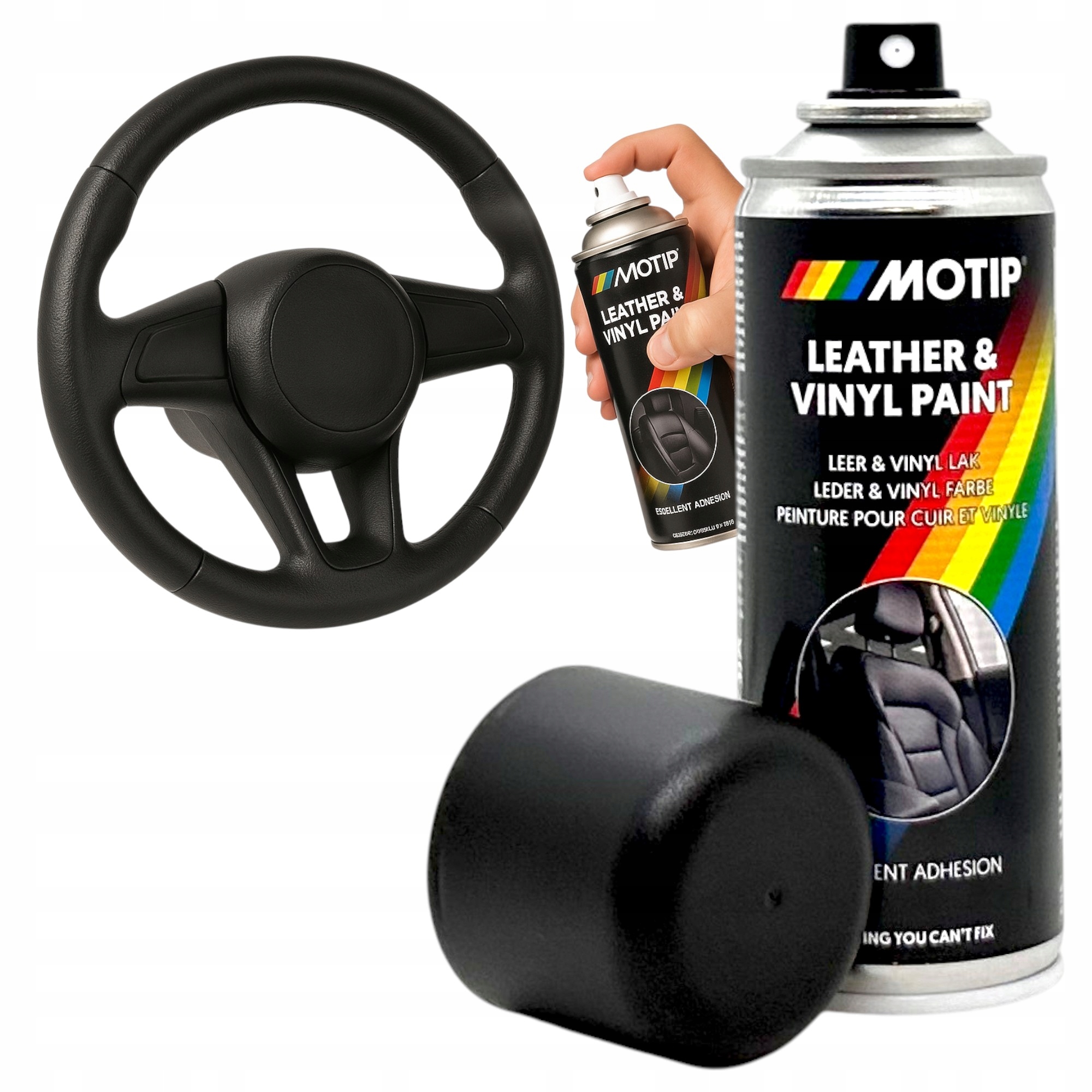 Farba do Renowacji Kierownicy Czarny Satynowy Lakier Spray 200ML do skór