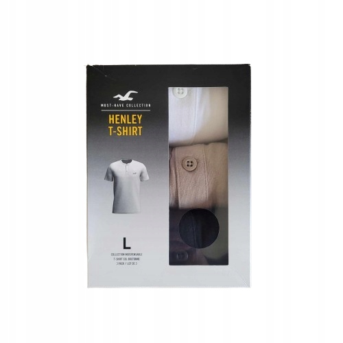 Balení 3 tričko Hollister L, balení 3 ks henley knoflíky