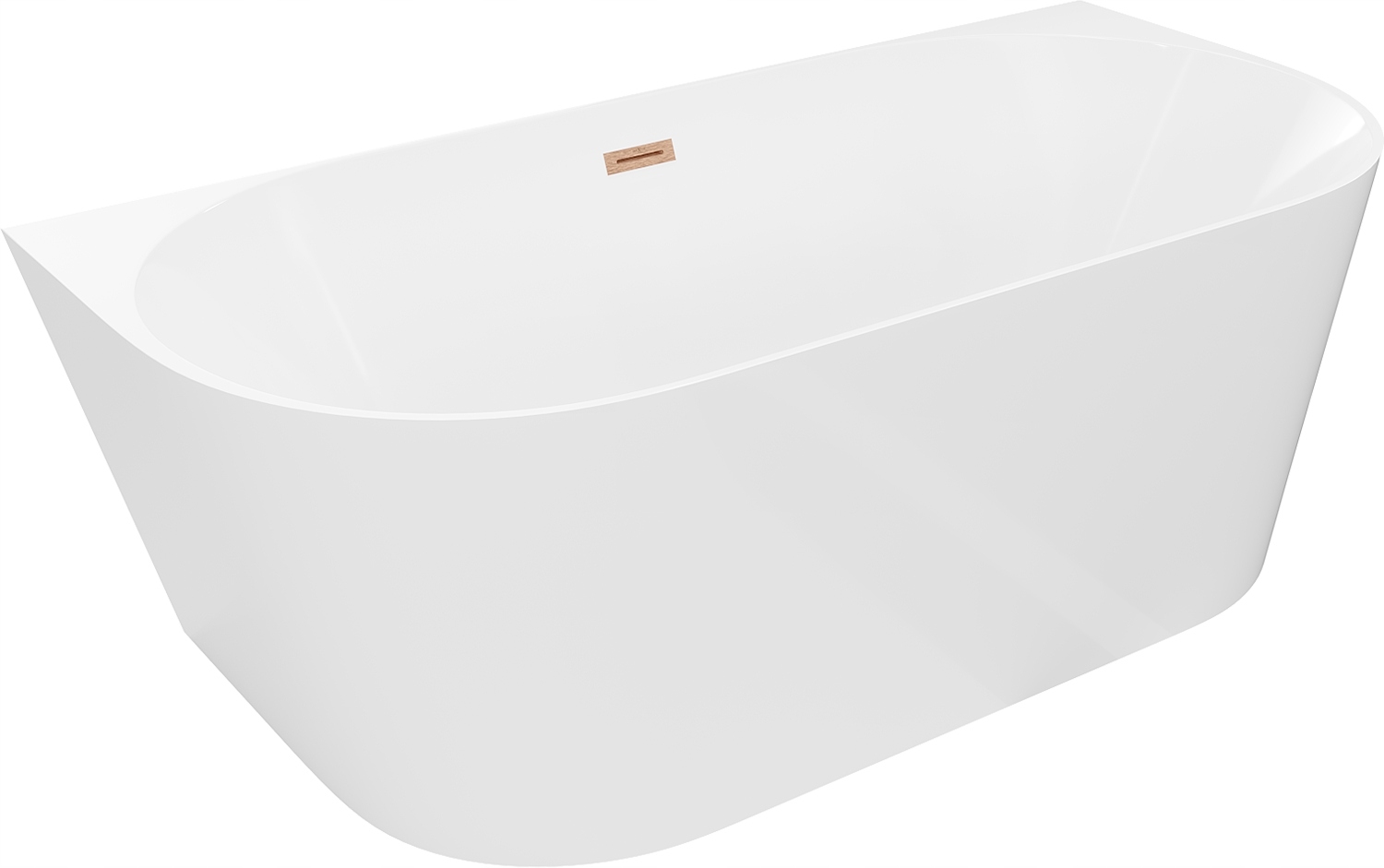 Mexen Oval Slim volně stojící přisazená vana 170 x 80 cm, bílá, přepad kart