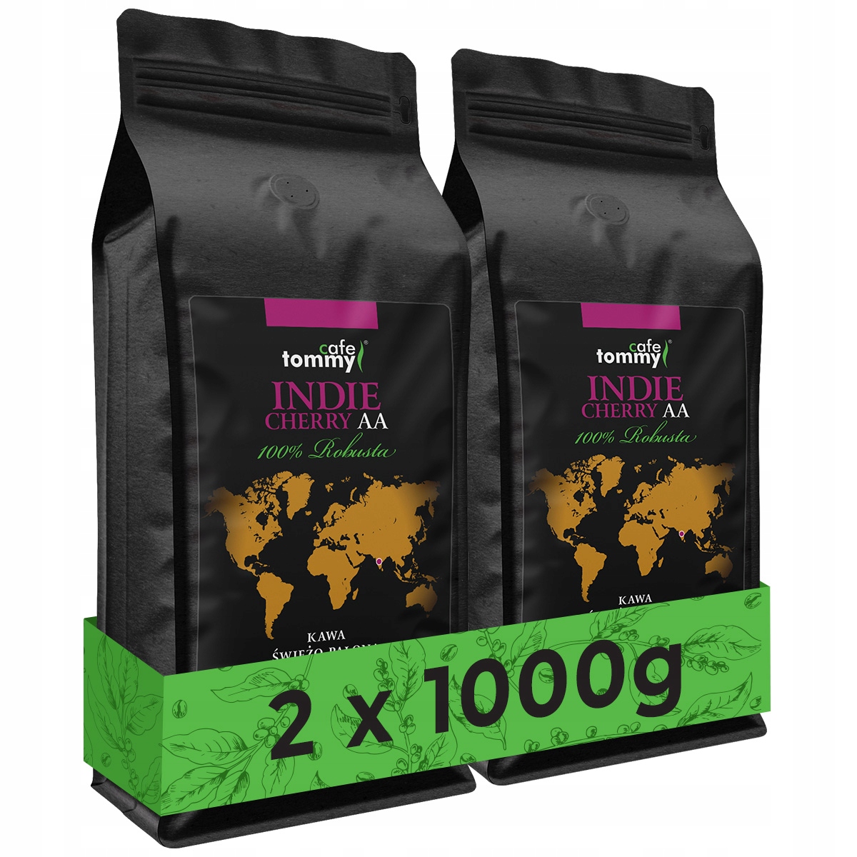 Levně Káva zrnková Indie 2x1kg 100% Robusta Čerstvě pražená do kávovaru