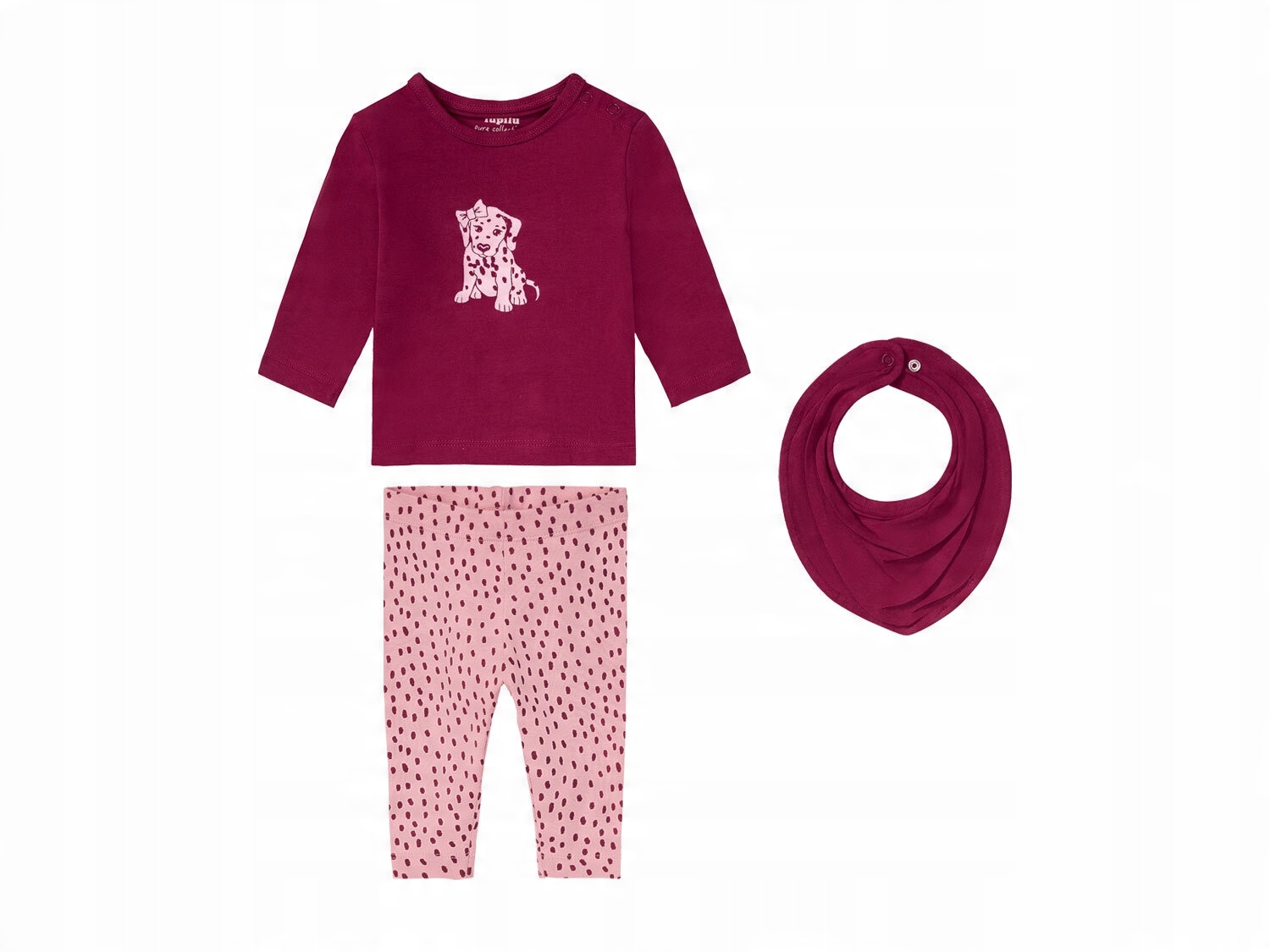

Komplet niemowlęcy, legginsy, bluzka, chusta 74/80