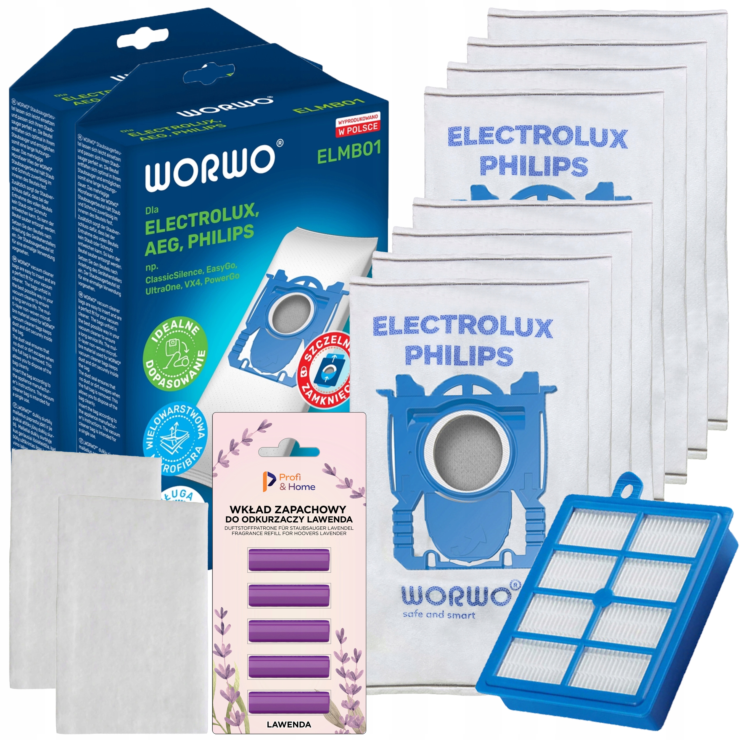 8x Worki do odkurzacza Electrolux Elektrolux Philips Filtr Hepa Zapach