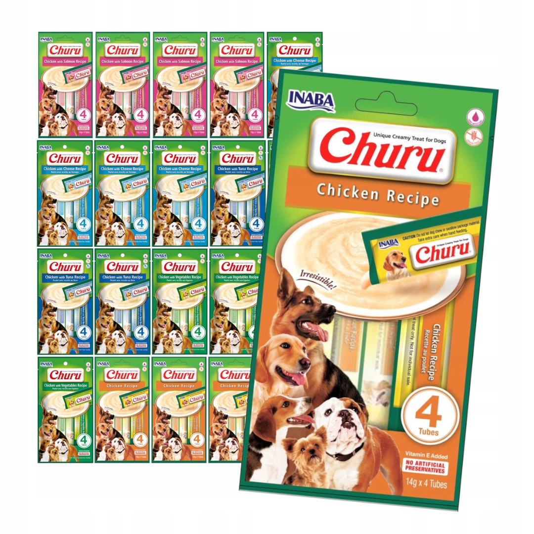 Levně Inaba Dog Churu Mix Chutí 80x14g Psí Pamlsek Kuřecí Losos Tuňák