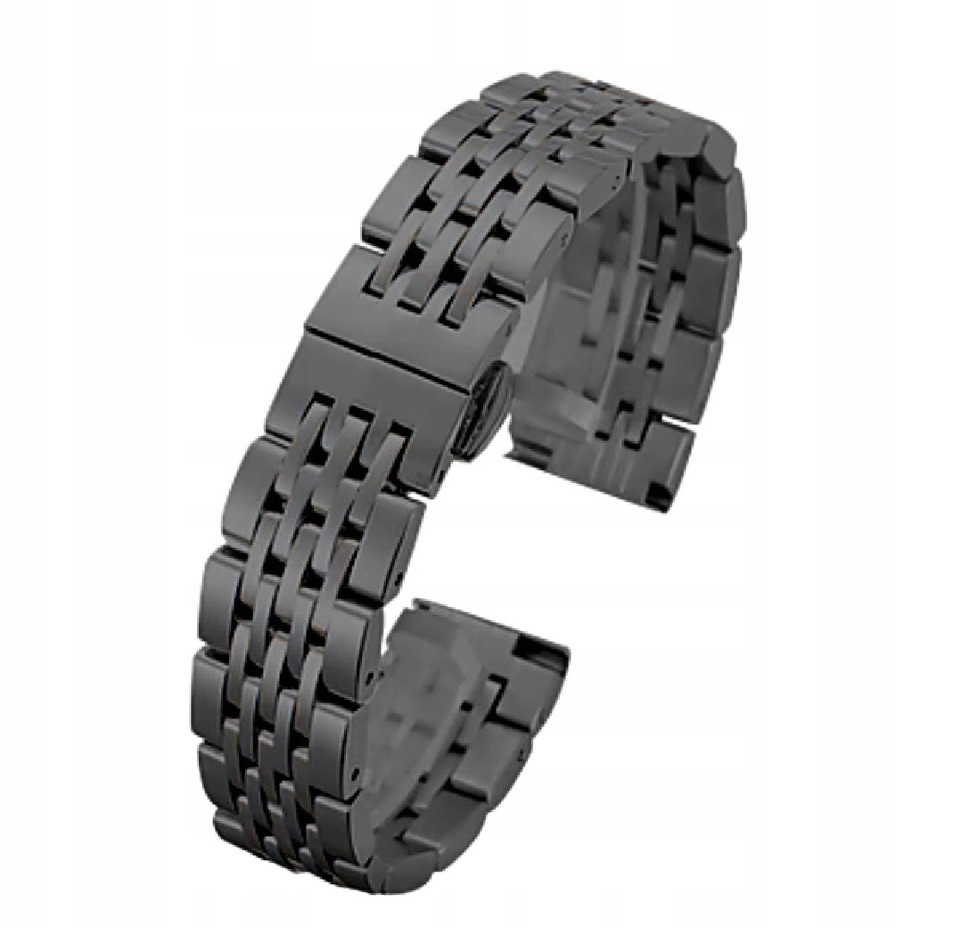 

Bransoleta do zegarka 22 mm Czarna Stalowa Pełna