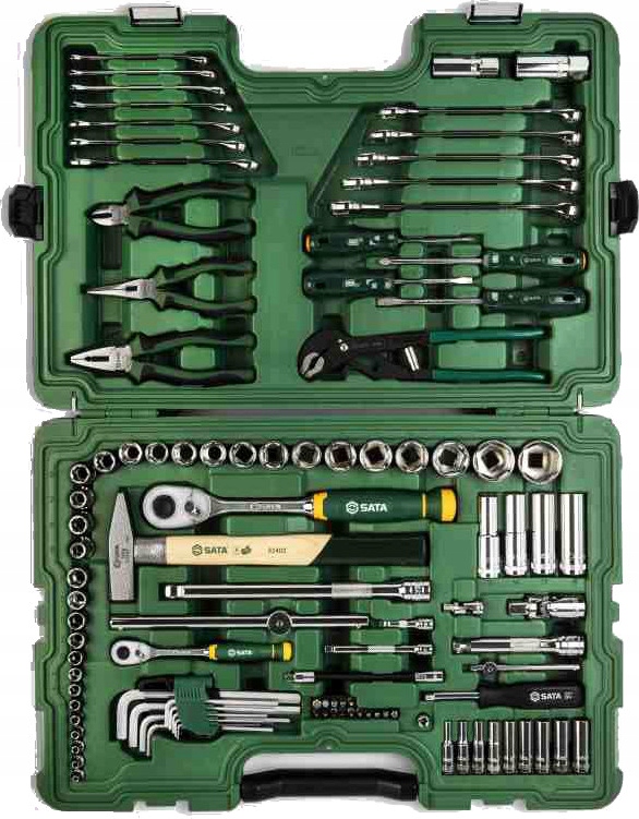 SATA ZESTAW 104 ELEMENTY KLUCZY NASADOWYCH METRYCZNYCH 1/4" I 1/2" ST09547G Marka SATA