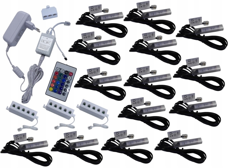 14 x Rgb Led klipy pro polic skla, klip Komplet