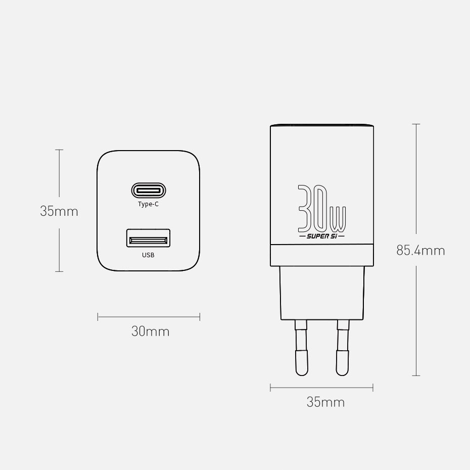 BASEUS SZYBKA ŁADOWARKA SIECIOWA DO TELEFONU USB USB C 30W MOCNA KOSTKA 3A Zgodność ze standardem Quick Charge 1.0 Quick Charge 2.0 Quick Charge 3.0