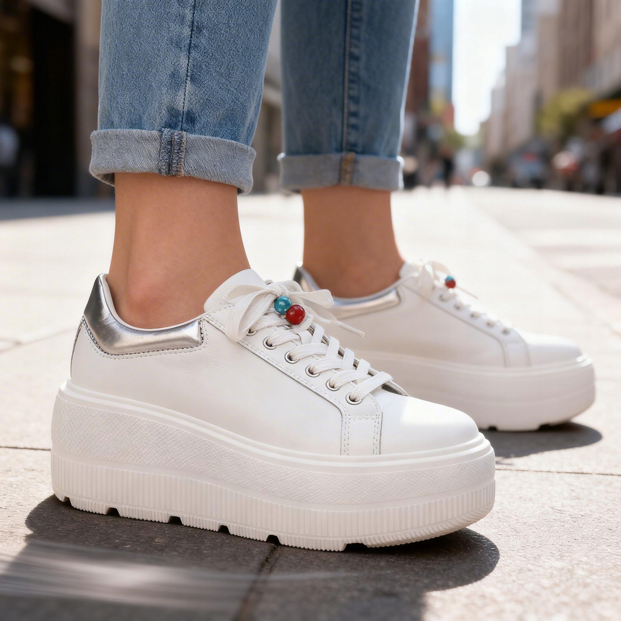 Dámské polobotky Kůže Přírodní bílá Vysoká Podrážka Goodin 1046