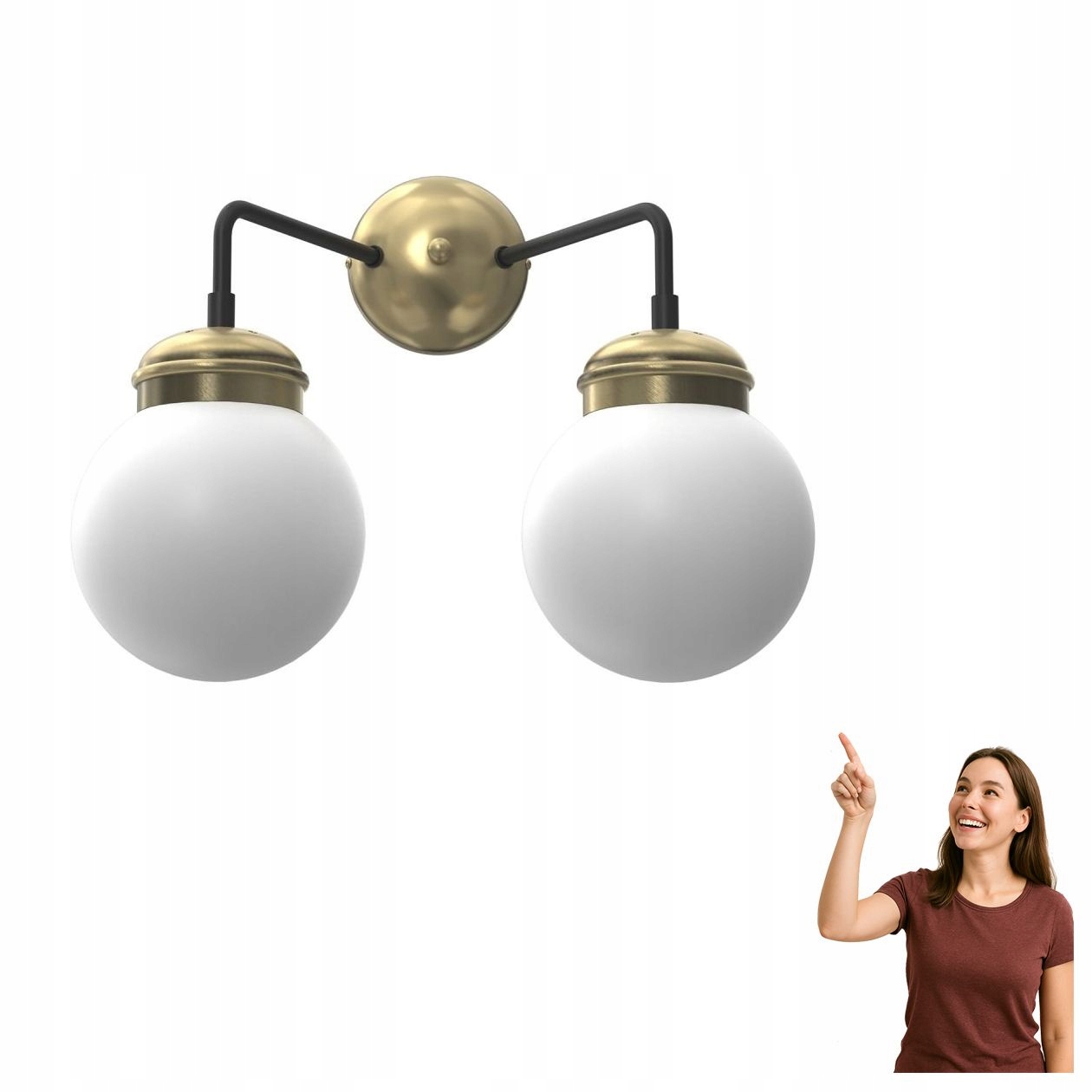 Dvojité nástenné svietidlo, sklenené gule na výložníku Hydro 7034 Luminex