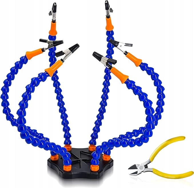 Držák pro pájení „Třetí ruka“ 6 ramen, protiskluzová podložka