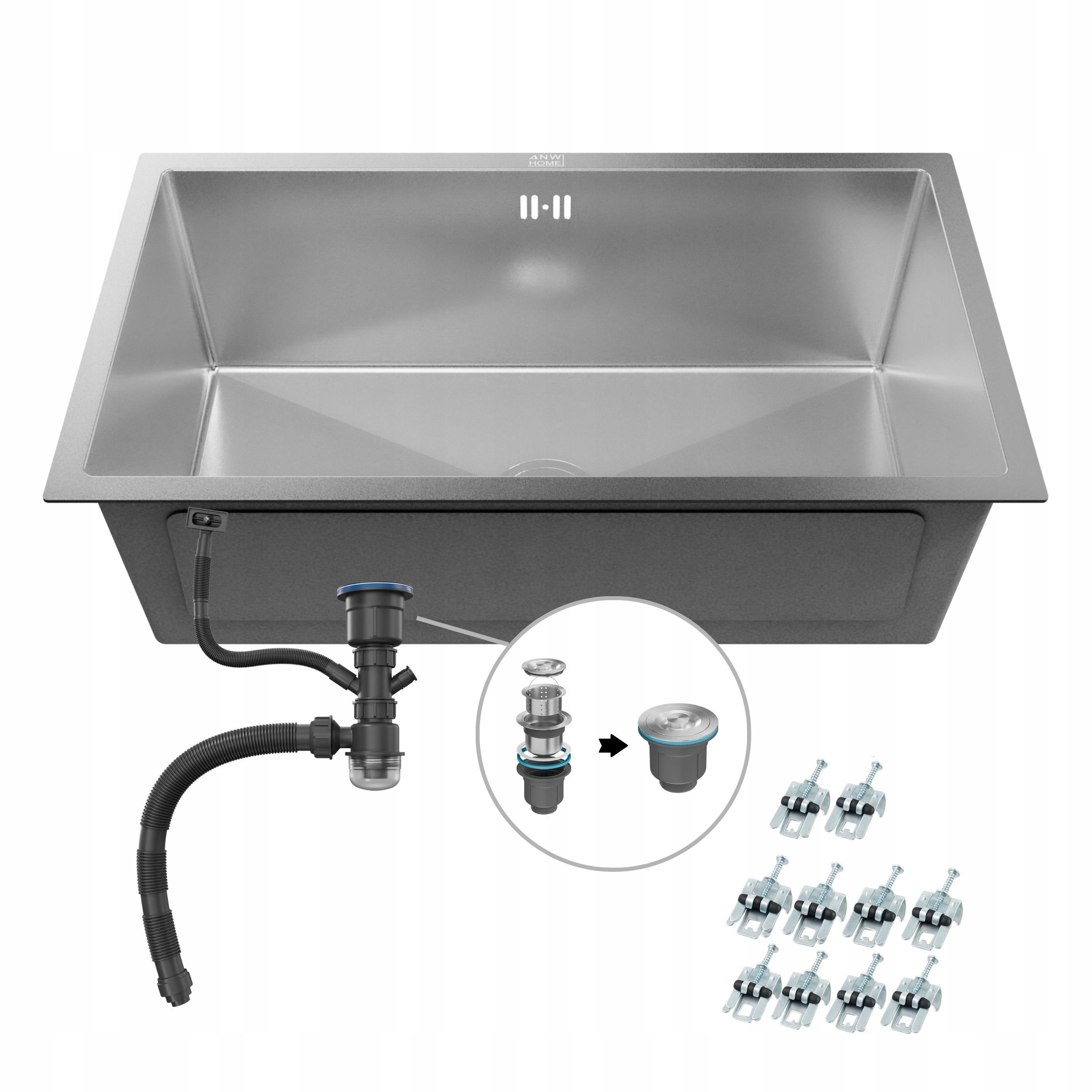 Jednokomorový kuchynský drez Inox 74x44 sifón