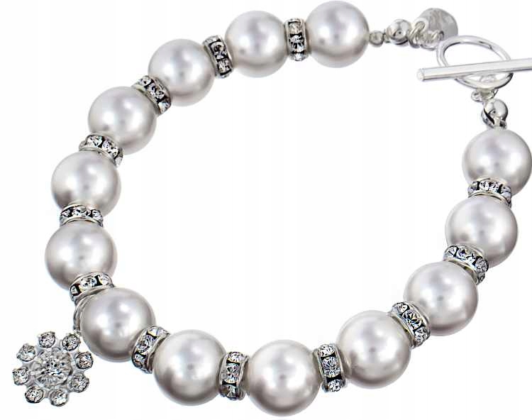 Krystaly Náramek Perly White Crystal Stříbro