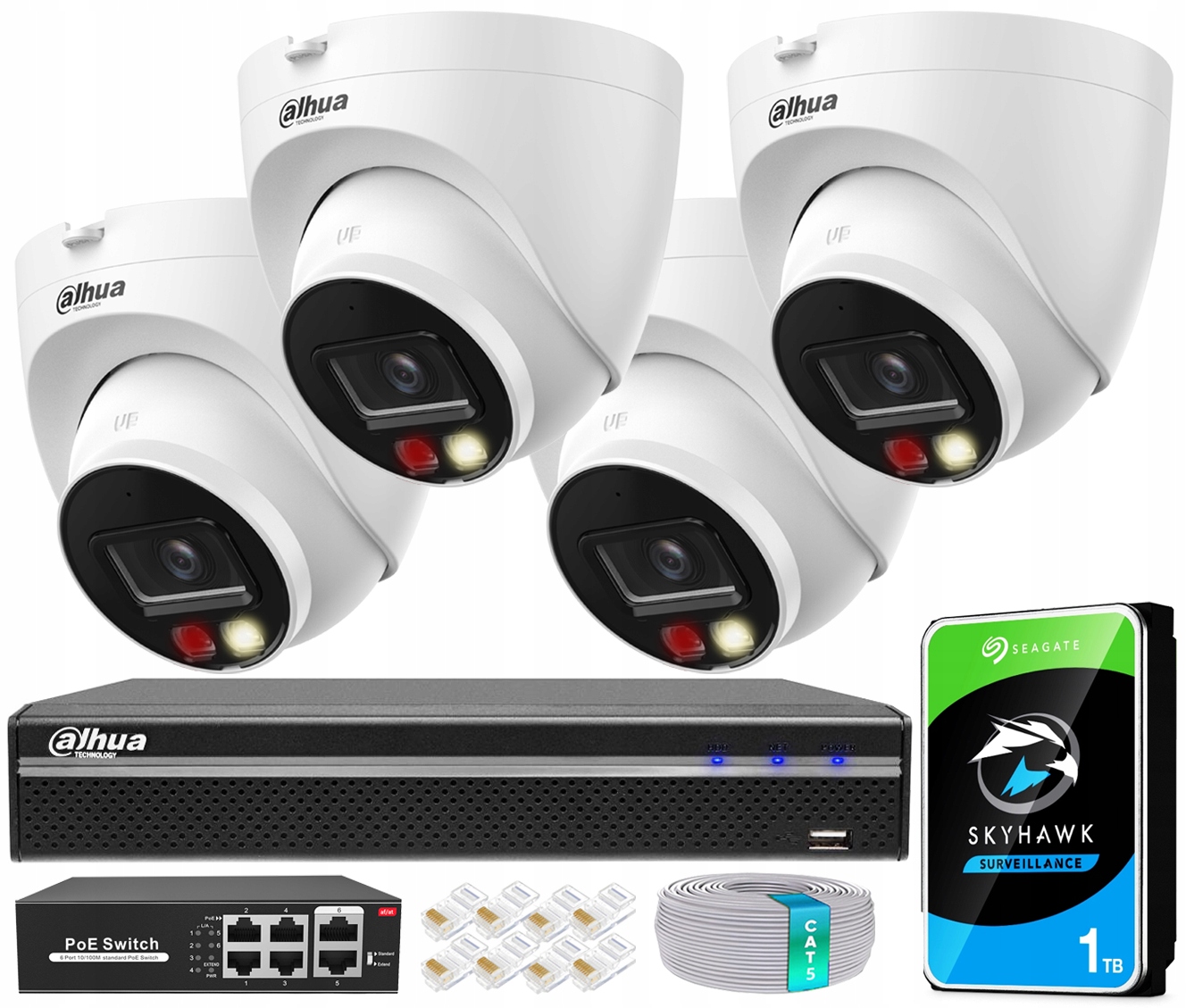 Ip monitorování Dahua Sada pro rozšíření 4 kamer 4Mpx Nvr 8 kanálů 1TB