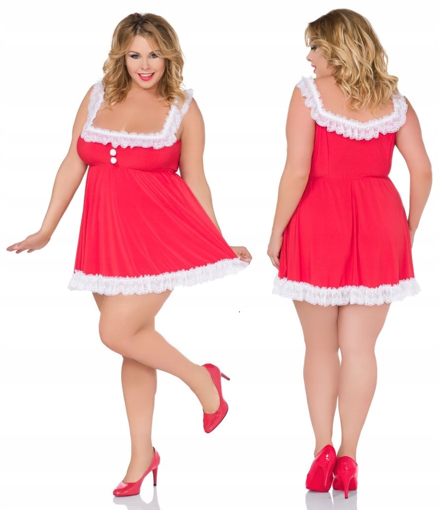 

Czerwona koszulka z białą koronką dekor biustu 42