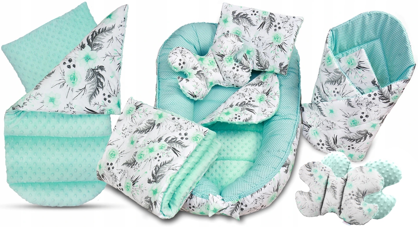 KOKON NIEMOWLĘCY GNIAZDO KOJEC MINKY ZESTAW XXL BABYMAM 7 EL.