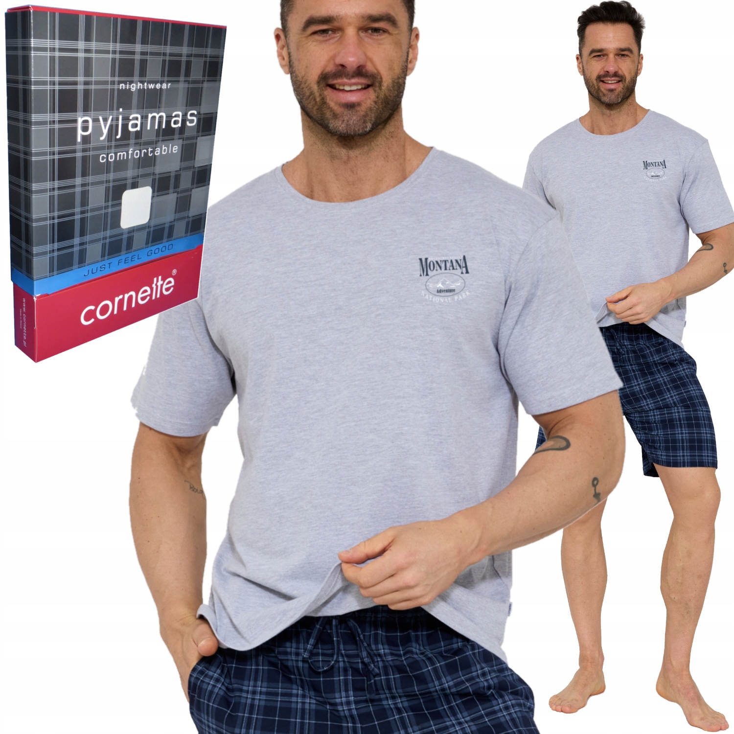 Cornette pánské pyžamo bavlna kapsy 328/214 Montana 3 šedý melír M