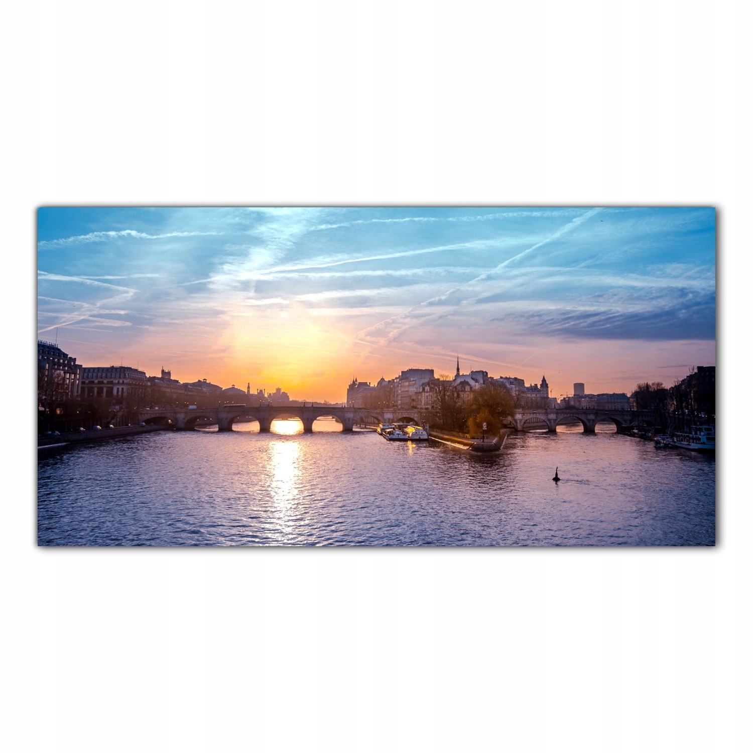Řeka Paříž Město 140x70 Tvrzené skleněné panely