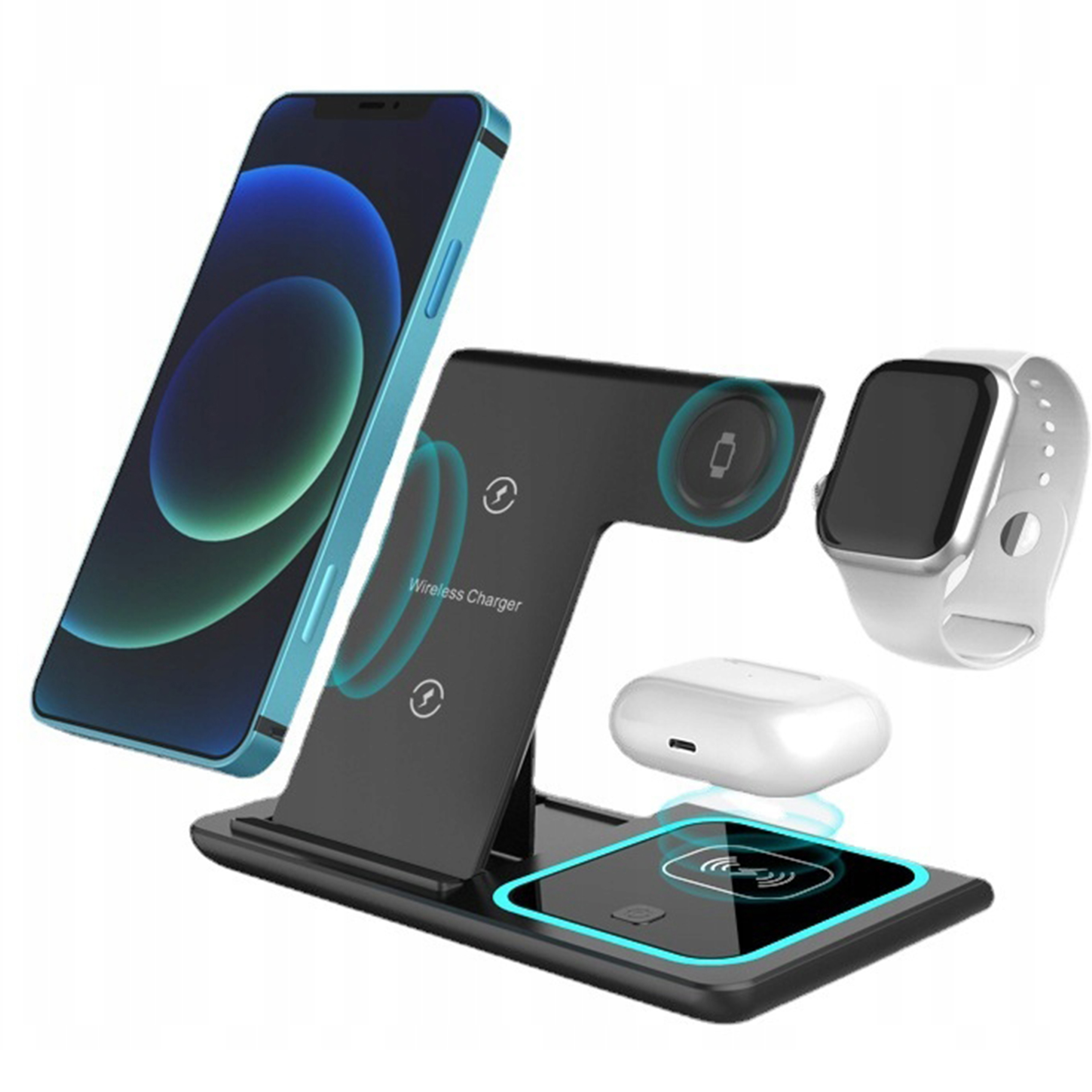 BEZPRZEWODOWA ŁADOWARKA INDUKCYJNA STACJA 3W1 iPhone Apple Watch Airpods