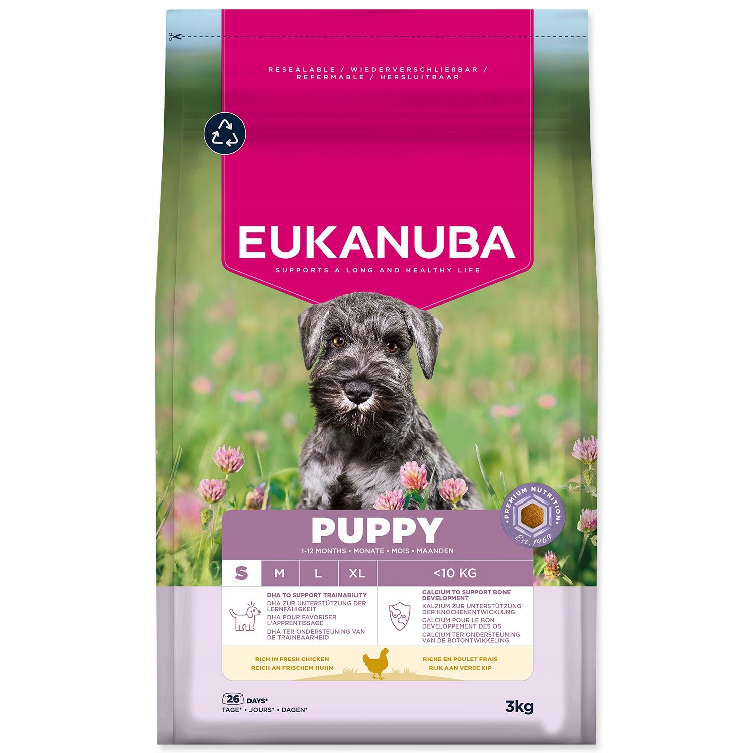 Levně Krmivo Eukanuba Puppy Small rich in fresh chicken 3kg