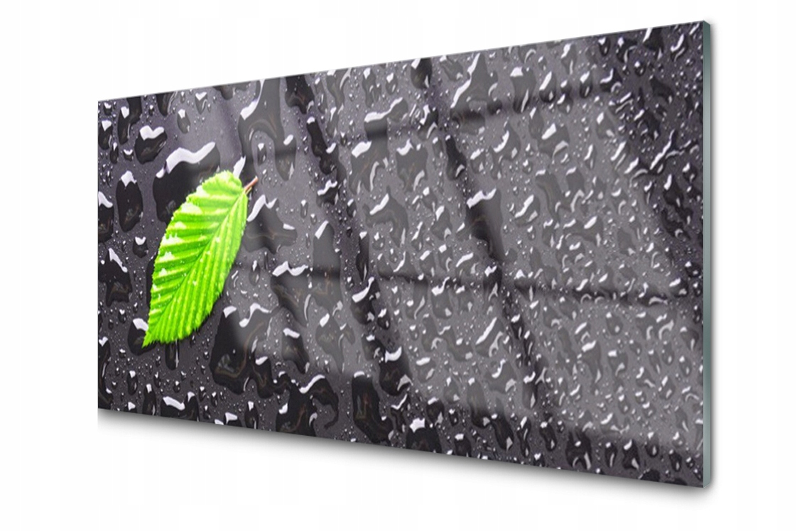 

Panel szklany dekor Listek Krople 120x60 + Klej