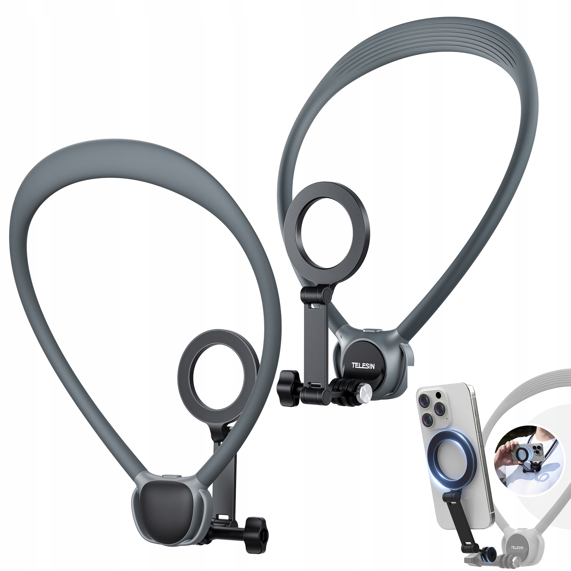 Opaska na szyję Telesin P2-HNB-02-GY MagSafe szara