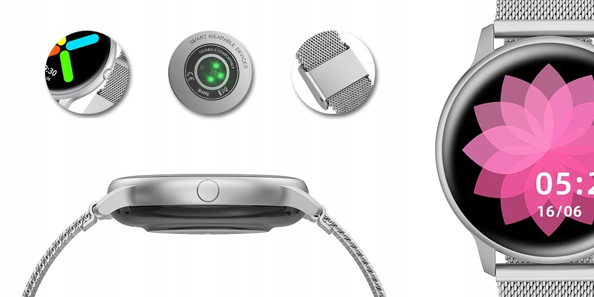 ZEGAREK SMARTWATCH DAMSKI G. ROSSI SREBRNY ELEGANCKI NA PREZENT + TOREBKA Marka G.Rossi