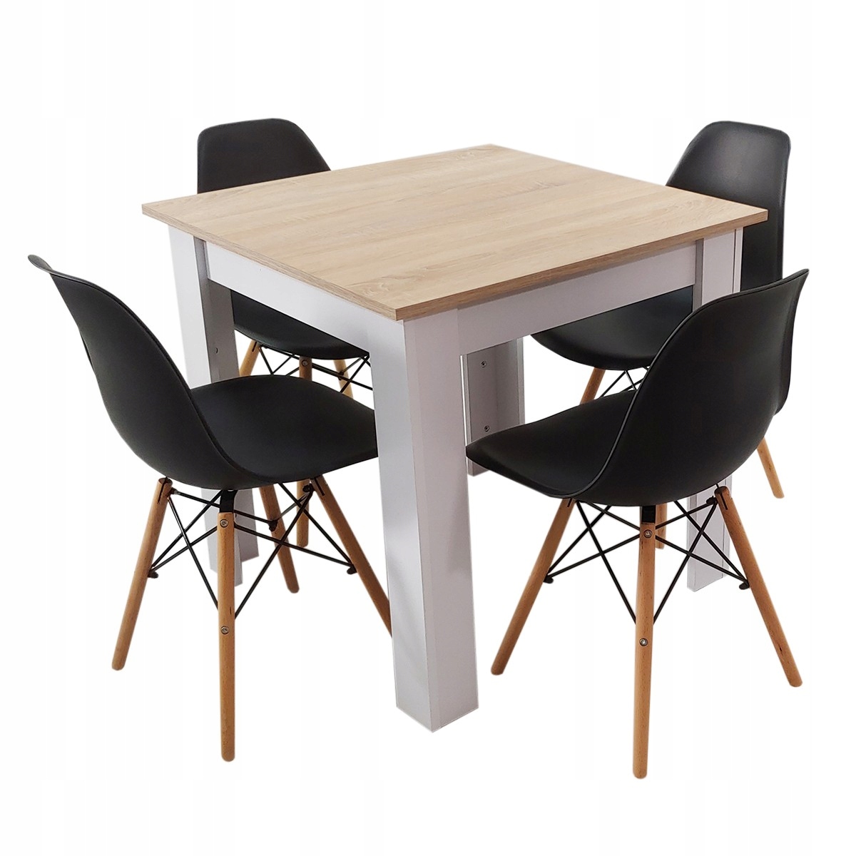 Zestaw stół Modern 80 Sw i 4 krzesła Milano czarne