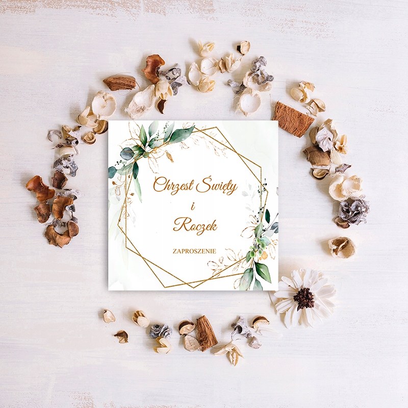 ZAPROSZENIA NA CHRZEST I ROCZEK 1szt KOPERTA LISTKI ZIELONE 150 Wysokość produktu 15 cm