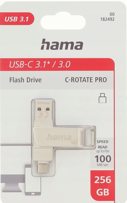 Pendrive Hama C-Rotate Pro 256 Gb Srebrny