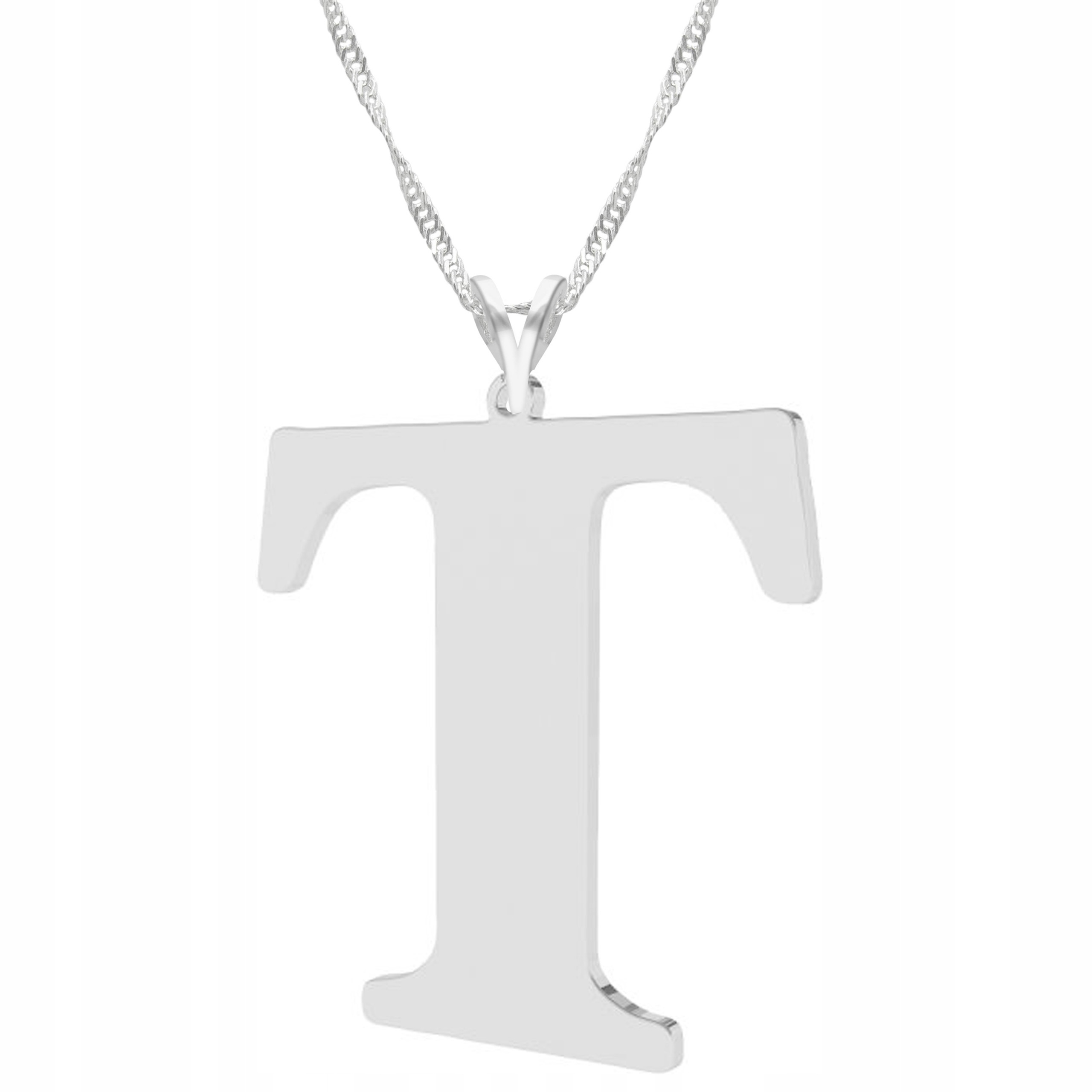 Stříbrný náhrdelník s velkou písmenkou a velkým písmenem Letter Iniciál T Stříbro 925