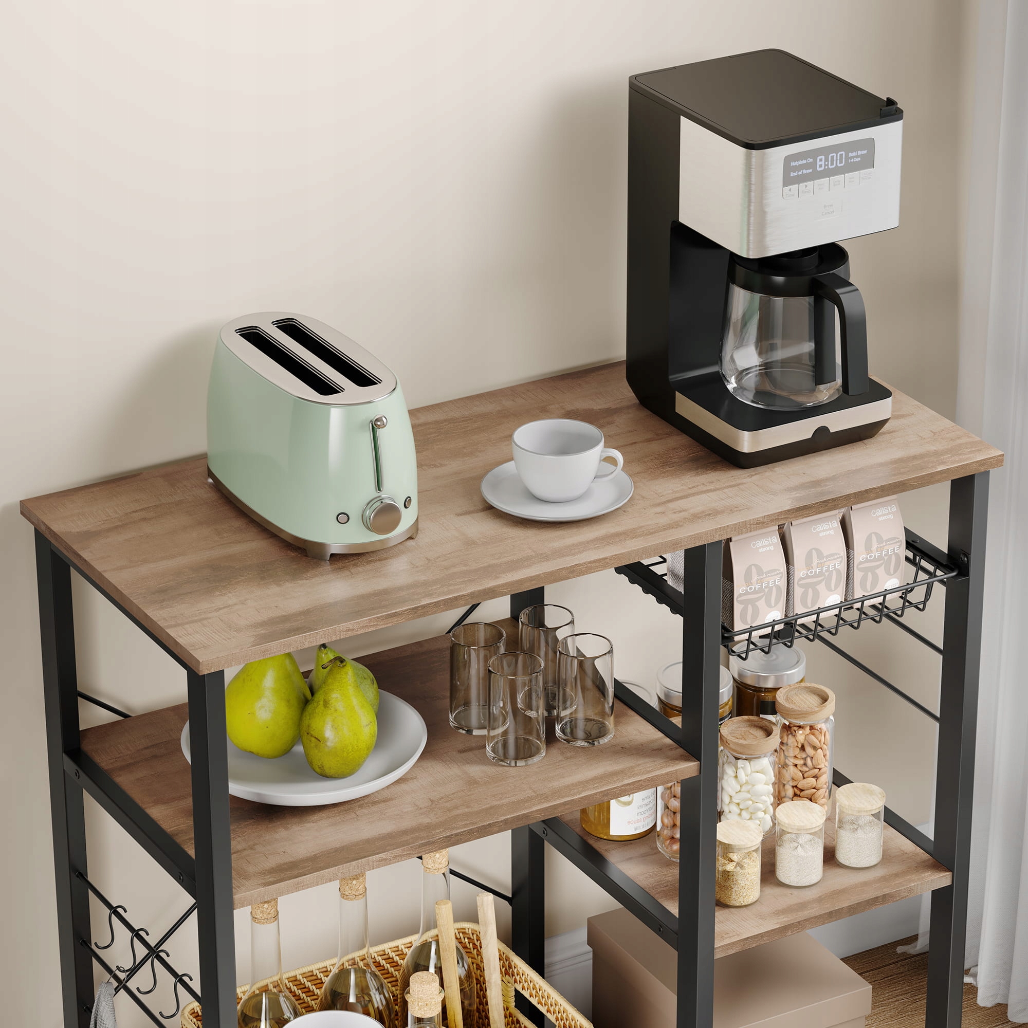 Regał szafka wyspa kuchenna industrialna rustykalna z metalem Głębokość mebla 40.12 cm