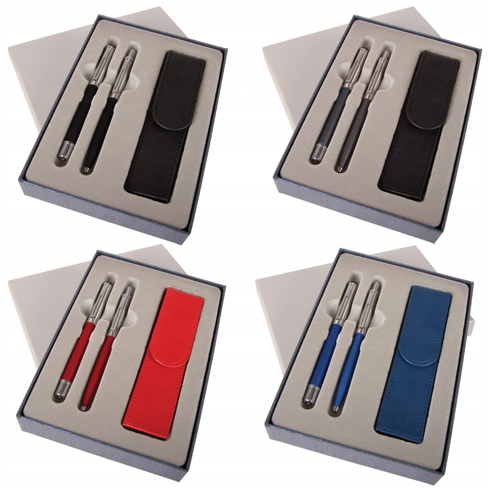 DŁUGOPIS na PREZENT komplet z PIÓREM WIECZNYM w etui CRESCO mix KOLORÓW