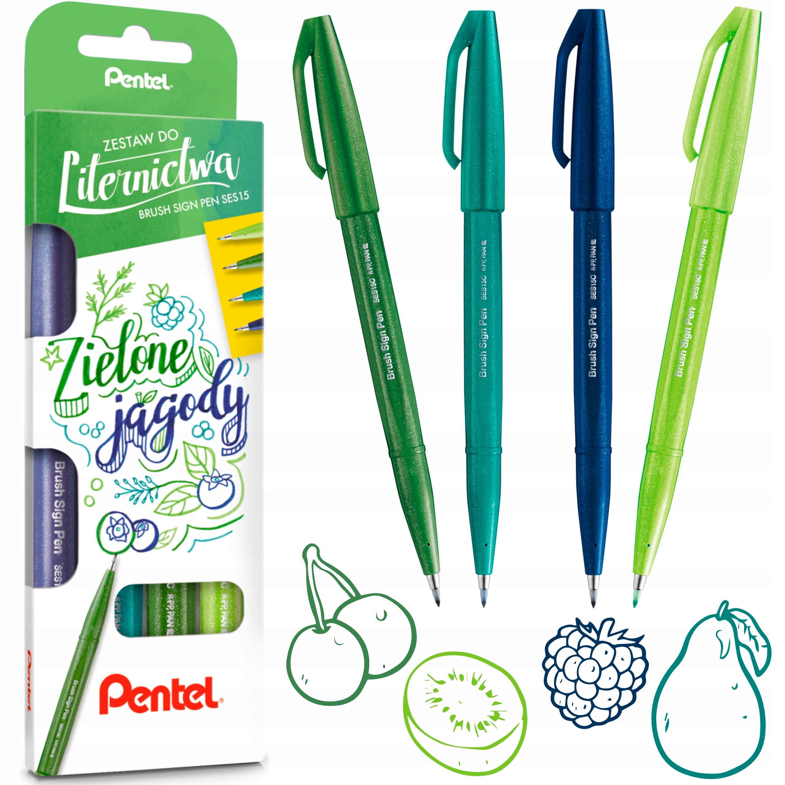 

Zestaw pisak pędzelkowy Pentel Brush Sign Pen ziel