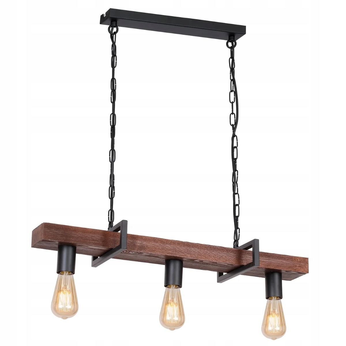Závěsná loftová lampa dřevěná, černá, bronzová, 74 cm, 3 body Luminex