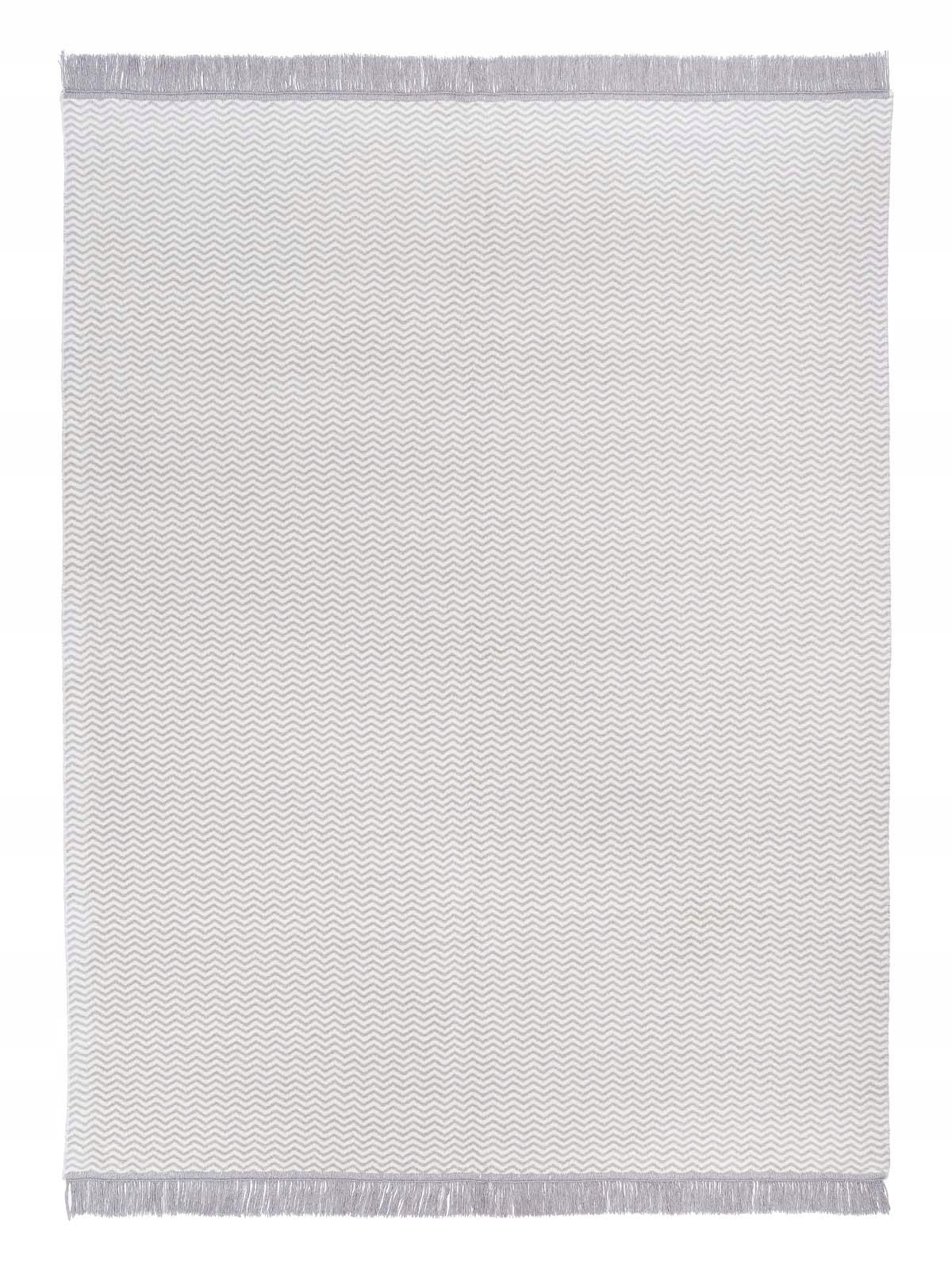 Deka bavlněno-akrylová 150x200 bílá, šedý cikcak