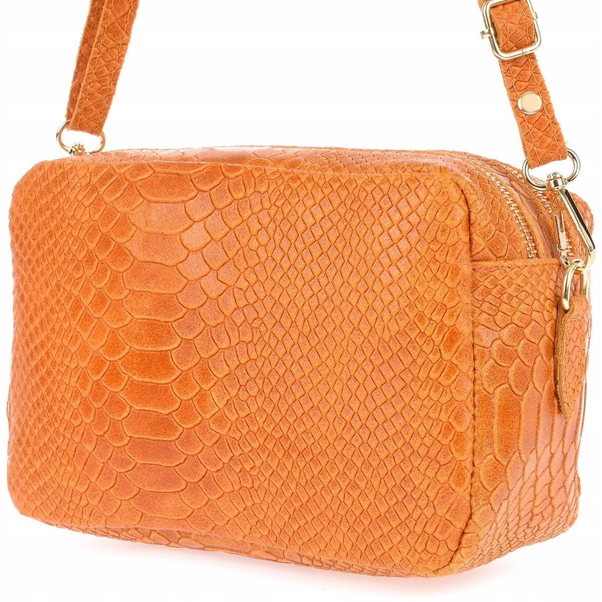 Oranžová kožená kabelka přes rameno dámská italská croco kufřík Beltimore P12
