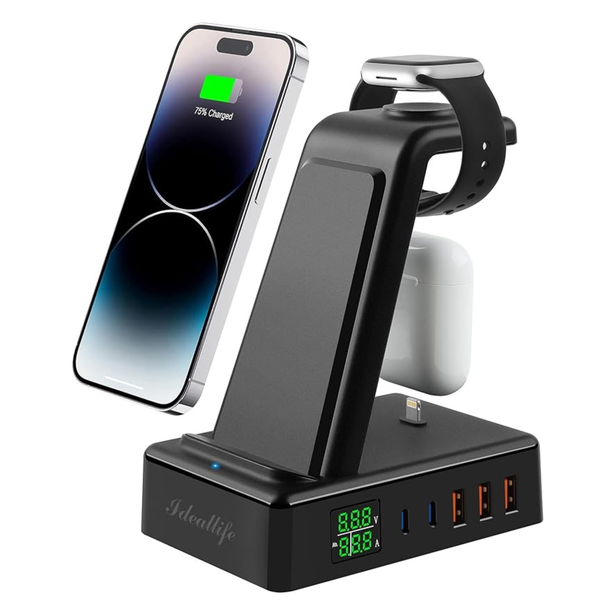 Stacja ładująca 8w1 120W Qi 2x Pd 3x Qc 6x Usb iPhone Watch AirPods