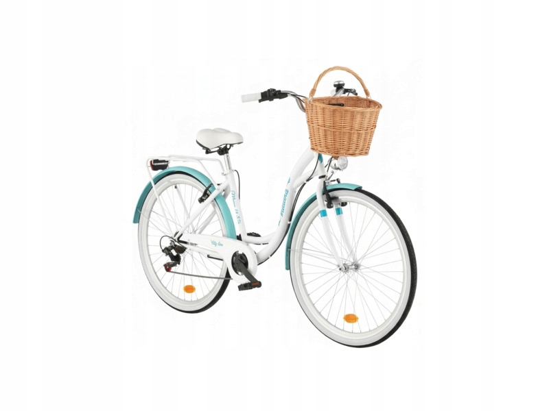 Rower miejski Indiana Moena S7B 28 cali damski Biało-lazurowy 2025 Koszyk