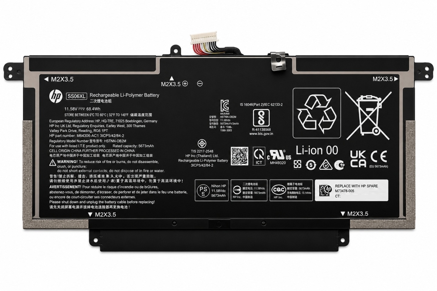 Batéria Pre Notebooky Hp, Originál Li-polymerová 5673 mAh SS06XL