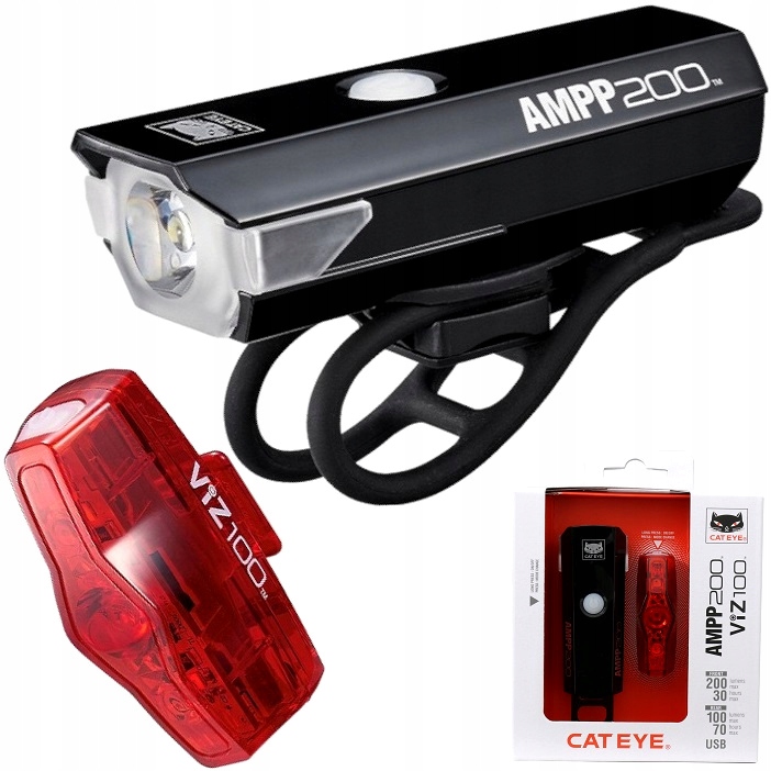 Sada světel Cateye Ampp 200 HL-EL042RC ViZ100 TL-LD800B (8900030_2025)